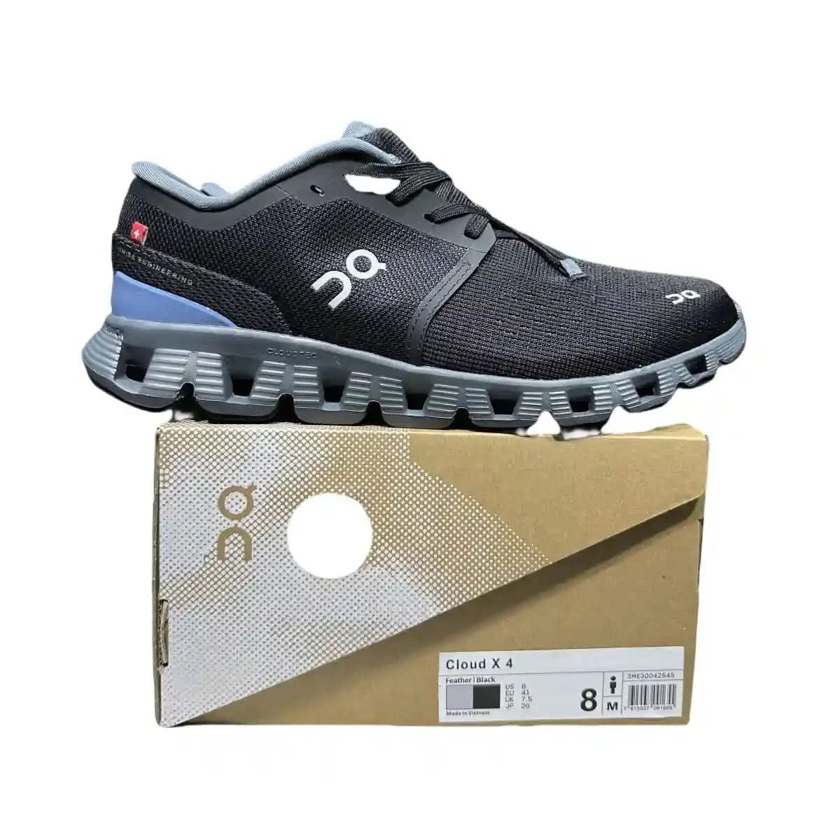 On Cloud X4 Men's Black/Light Gray - Blue - Onsrunners