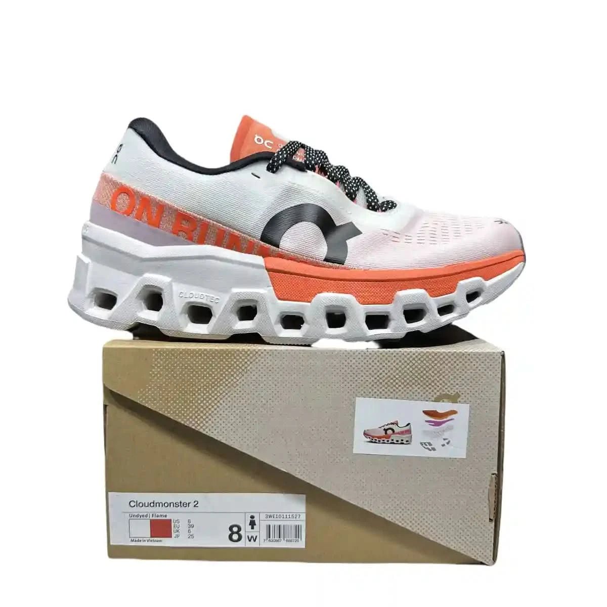 On Cloudmonster 2 Women's White/Tangerine Red - Onsrunners