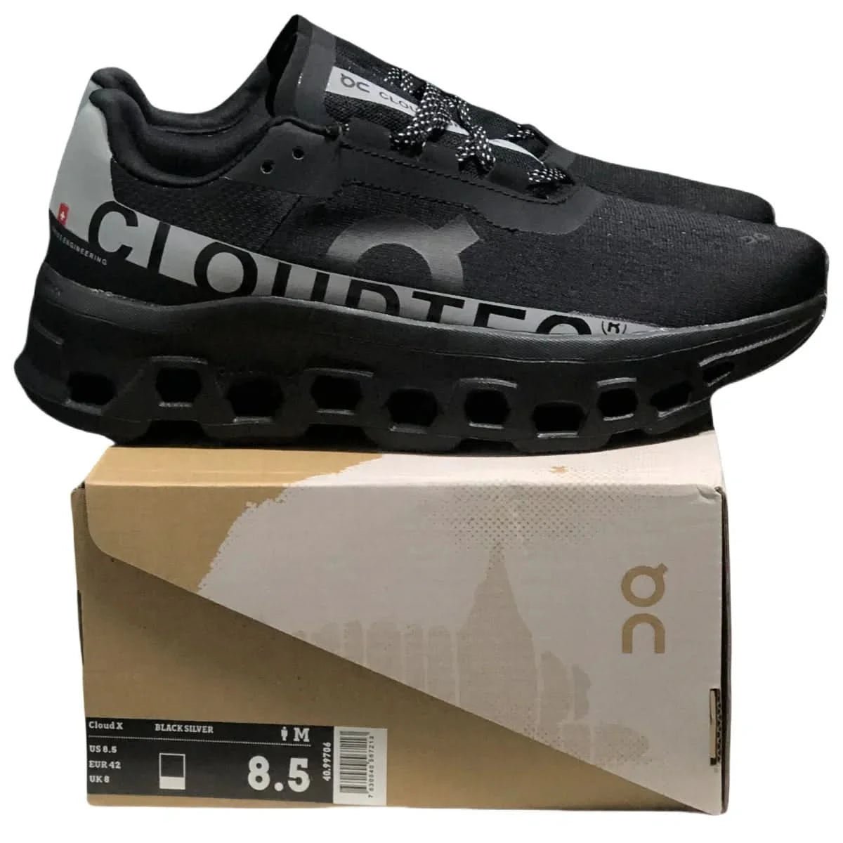 On Cloudmonster Men's Black/Silver - Onsrunners
