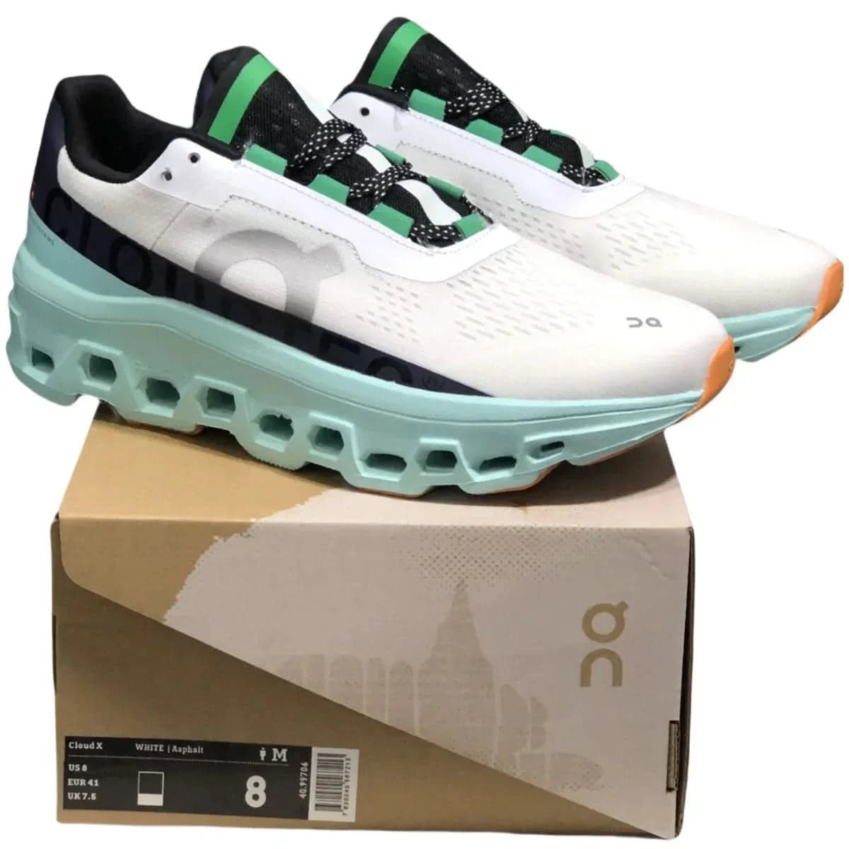 On Cloudmonster Men's White/Green - Onsrunners