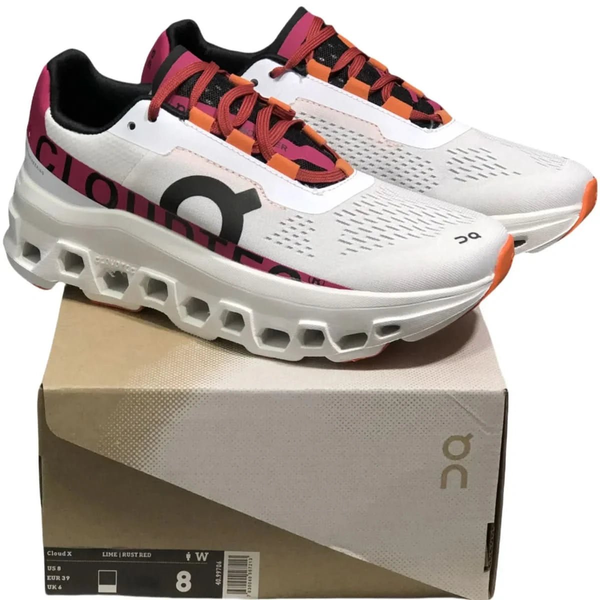 On Cloudmonster Men's White/Pink - Onsrunners