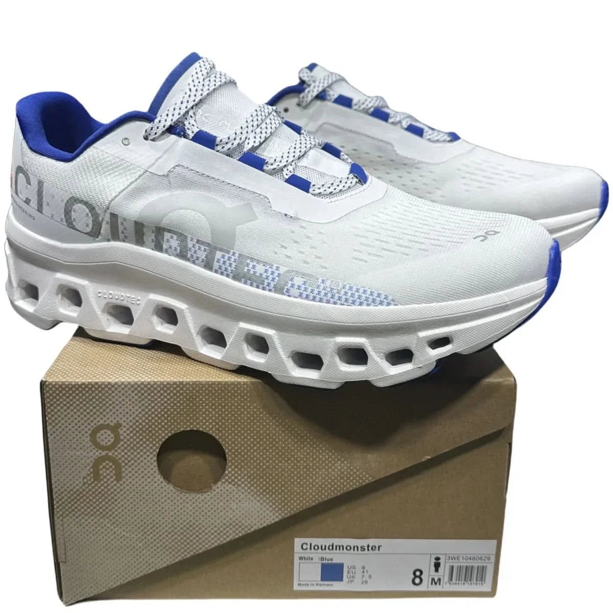 On Cloudmonster Women's White/Blue - Onsrunners