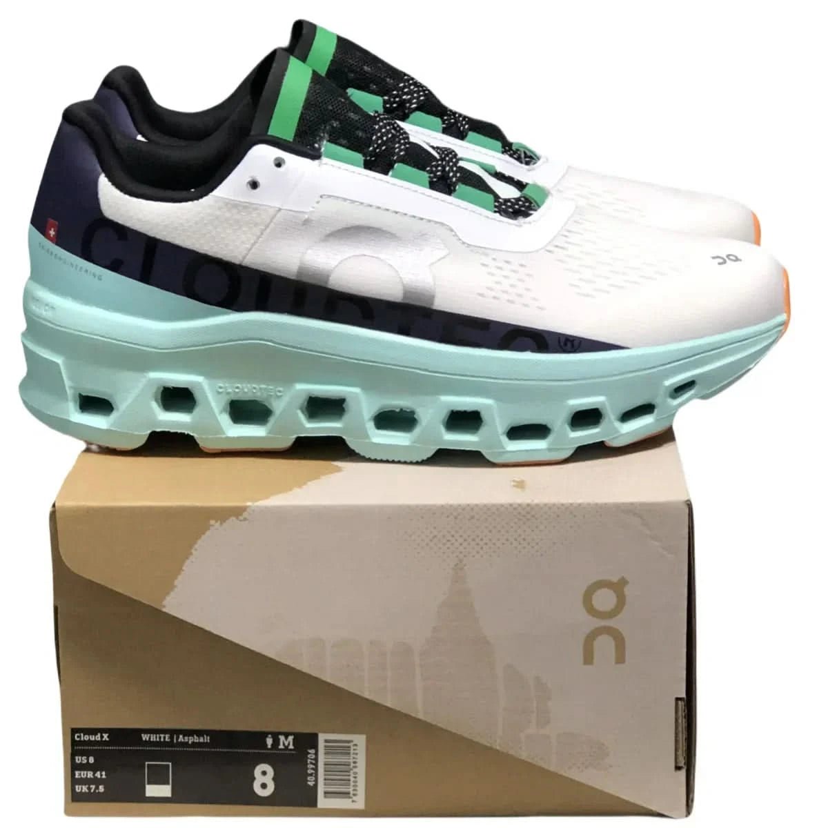 On Cloudmonster Women's White/Green - Onsrunners