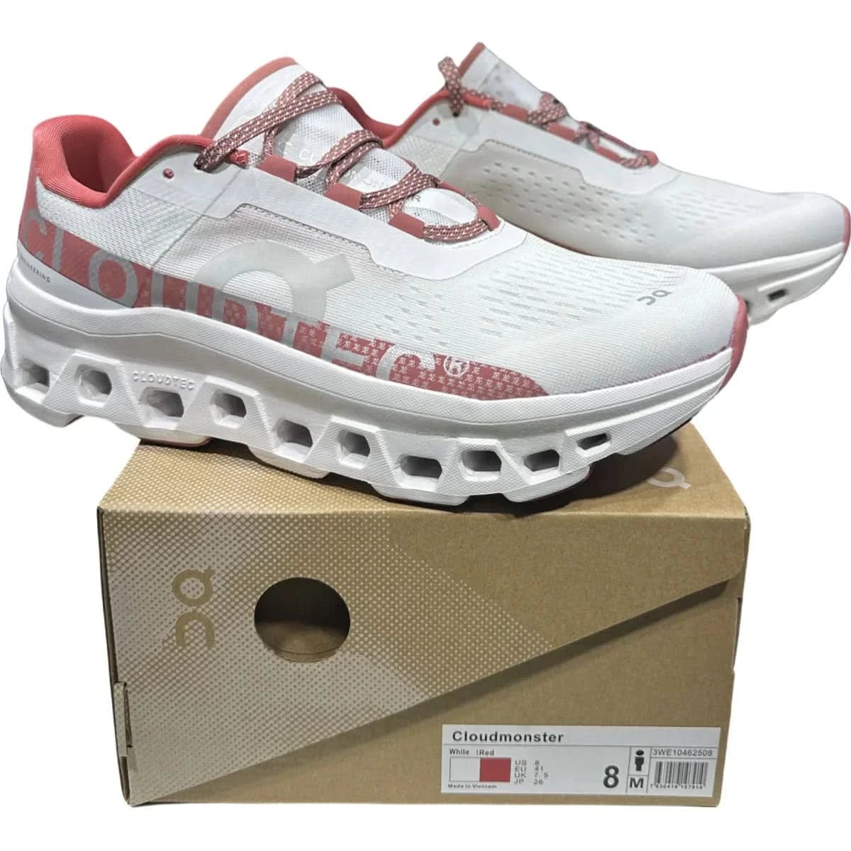 On Cloudmonster Women's White/Red - Onsrunners