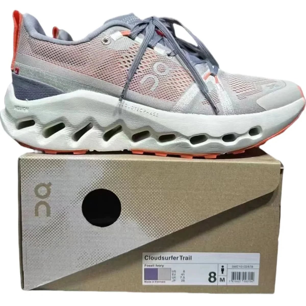 On Cloudsurfer Trail Waterproof Women's Gray/White - Onsrunners